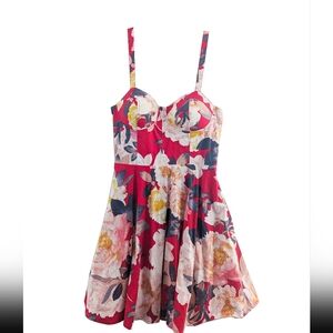 Coral Floral Charlotte Russe Bustier Dress